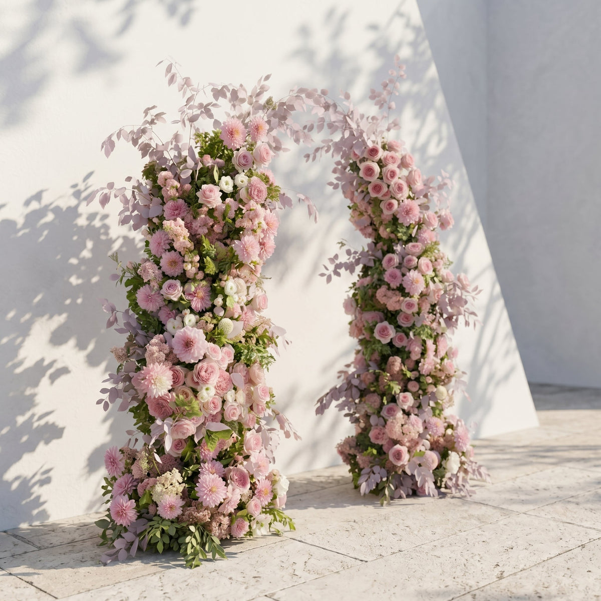 Emberlena: Luxury Muted Purple, Blush Pink & Cream Floral Ground Horn Arch Backdrop Decor Frame Included | Wedding Floral Decor