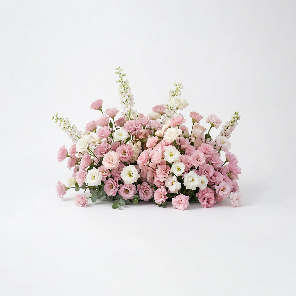 Florien: Heart-Shaped Pink and White Silk Rose Floral Arch Floral Arrangement for Dreamy Weddings & Parties | Event Floral Decor