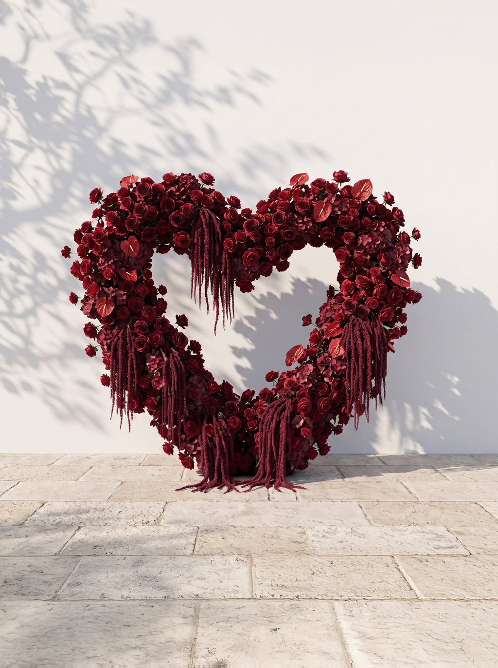 Floryana:  Heart-Shaped Floral Arch for Elegant Garden Wedding & Proposal Party — front view