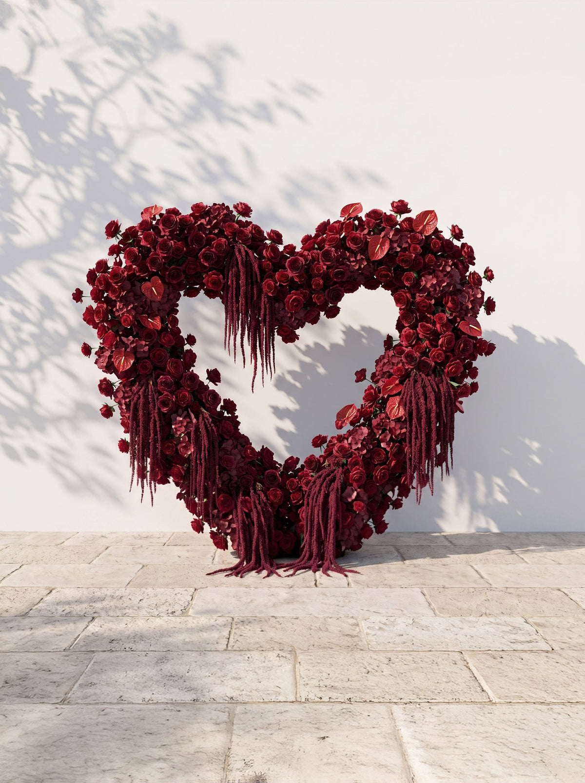 Floryana:  Heart-Shaped Floral Arch for Elegant Garden Wedding & Proposal Party — front view