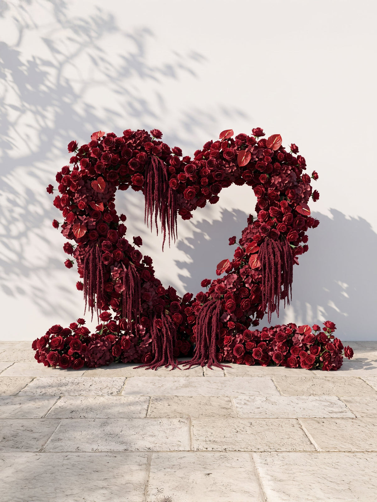 Floryana: Heart-Shaped Floral Arch for Elegant Garden Wedding & Proposal Party Including 2 Runners | Event Floral Decor