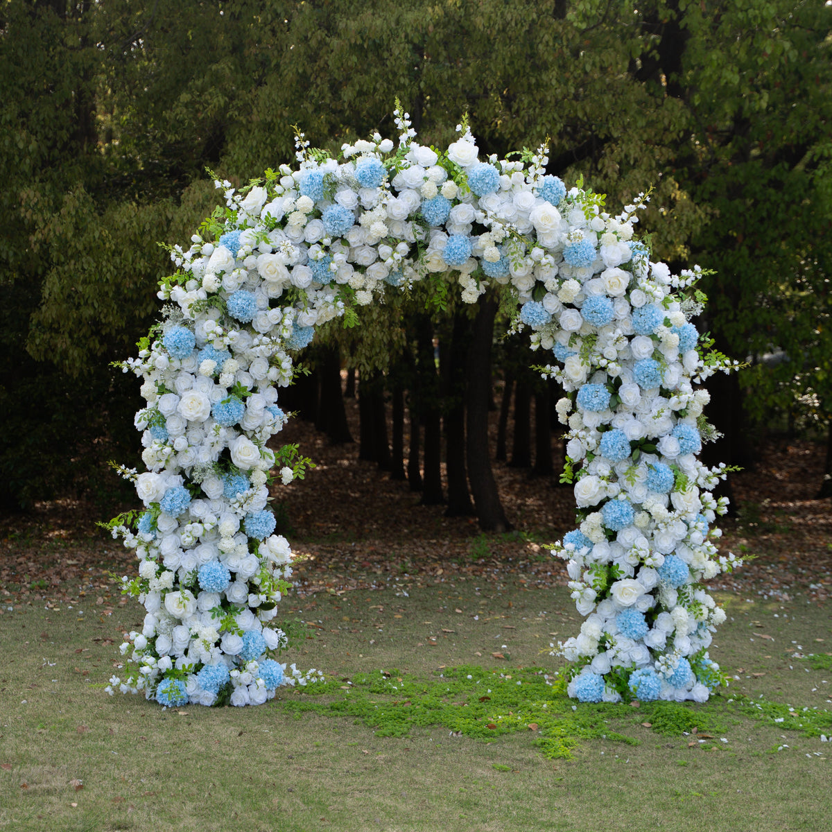 Glacier: 2026 New White and Green Floral Arch including light Blue Hydrangea for Wedding & Party Decor | Event Floral Decor