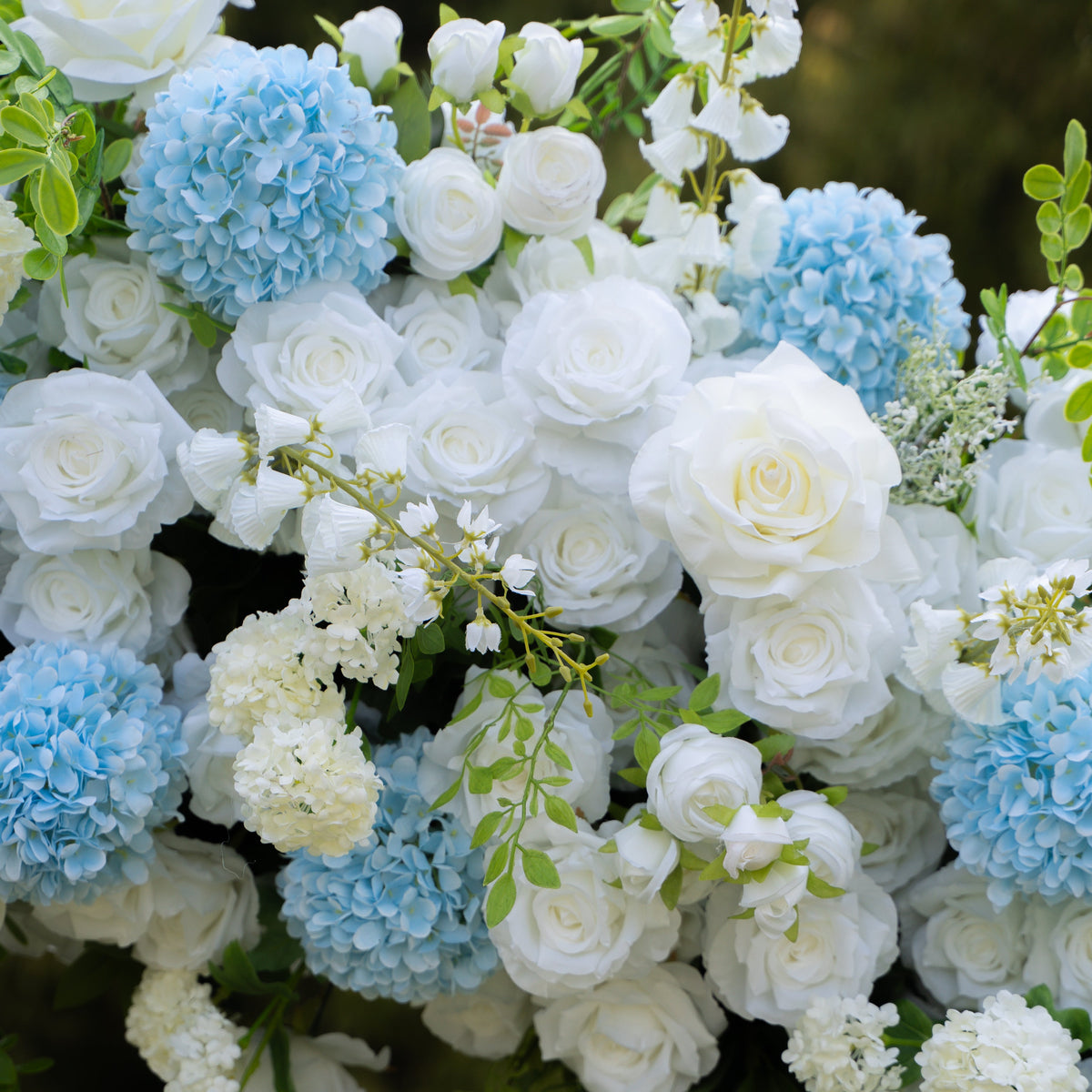 Glacier: 2026 New White and Green Floral Arch including light Blue Hydrangea for Wedding & Party Decor | Event Floral Decor