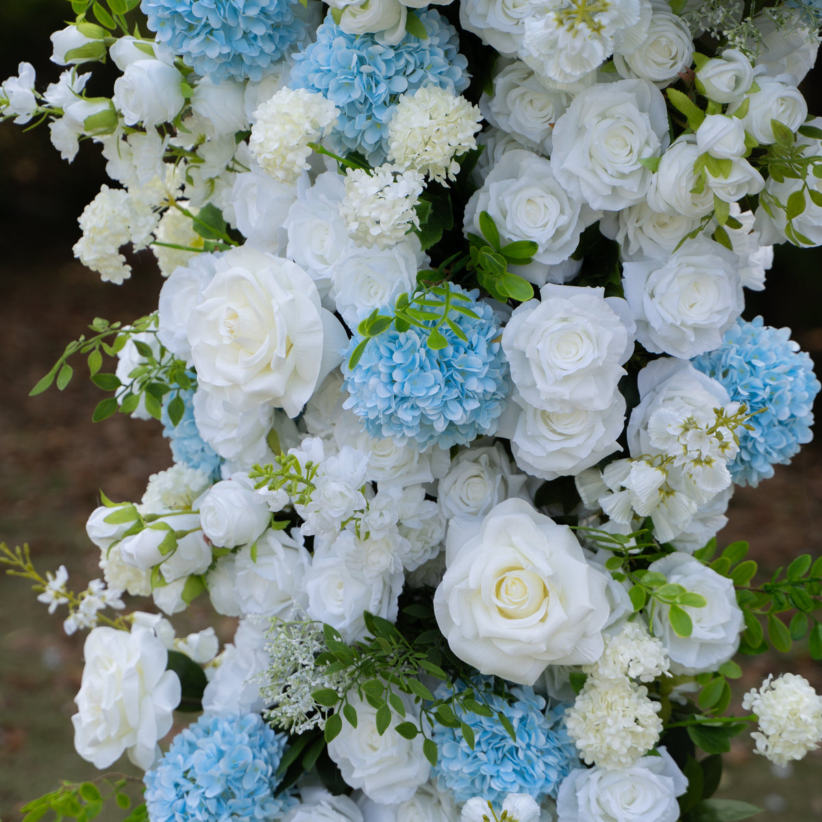 Glacier: 2026 New White and Green Floral Arch including light Blue Hydrangea for Wedding & Party Decor | Event Floral Decor