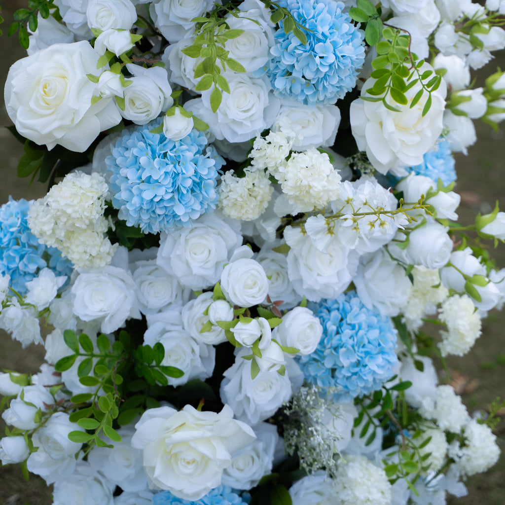 Glacier: 2026 New White and Green Floral Arch including light Blue Hydrangea for Wedding & Party Decor | Event Floral Decor