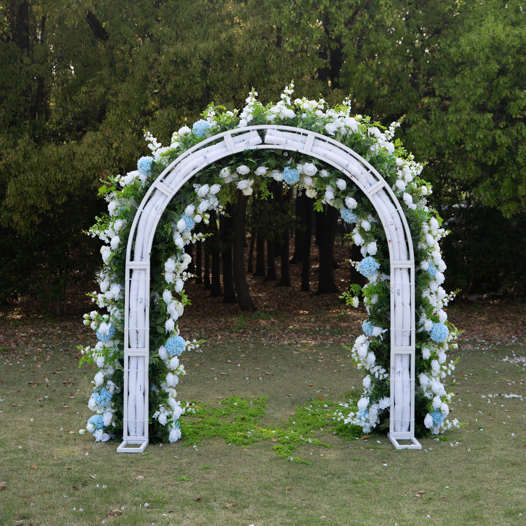 Glacier: 2026 New White and Green Floral Arch including light Blue Hydrangea for Wedding & Party Decor | Event Floral Decor