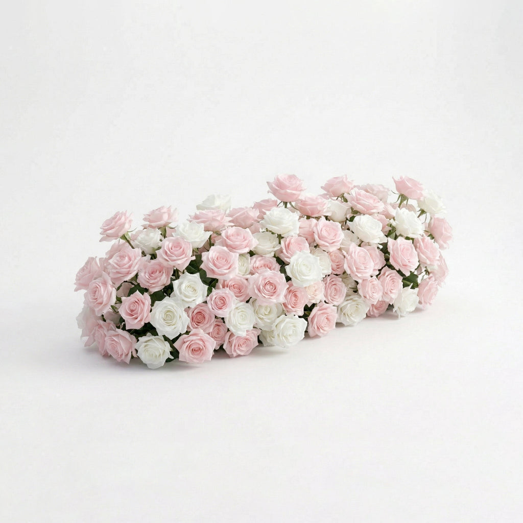Ismira：3D Dreamy Pink & Ivory Heart-Shaped Aritificial Floral Backdrop for Sweet Proposals & Weddings Free Shipping