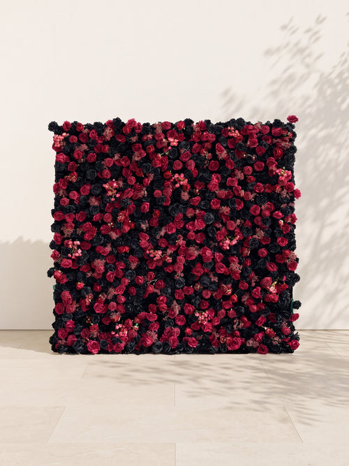 Junmora 5D Fabric Artificial rolling up curtain flower wall — front view