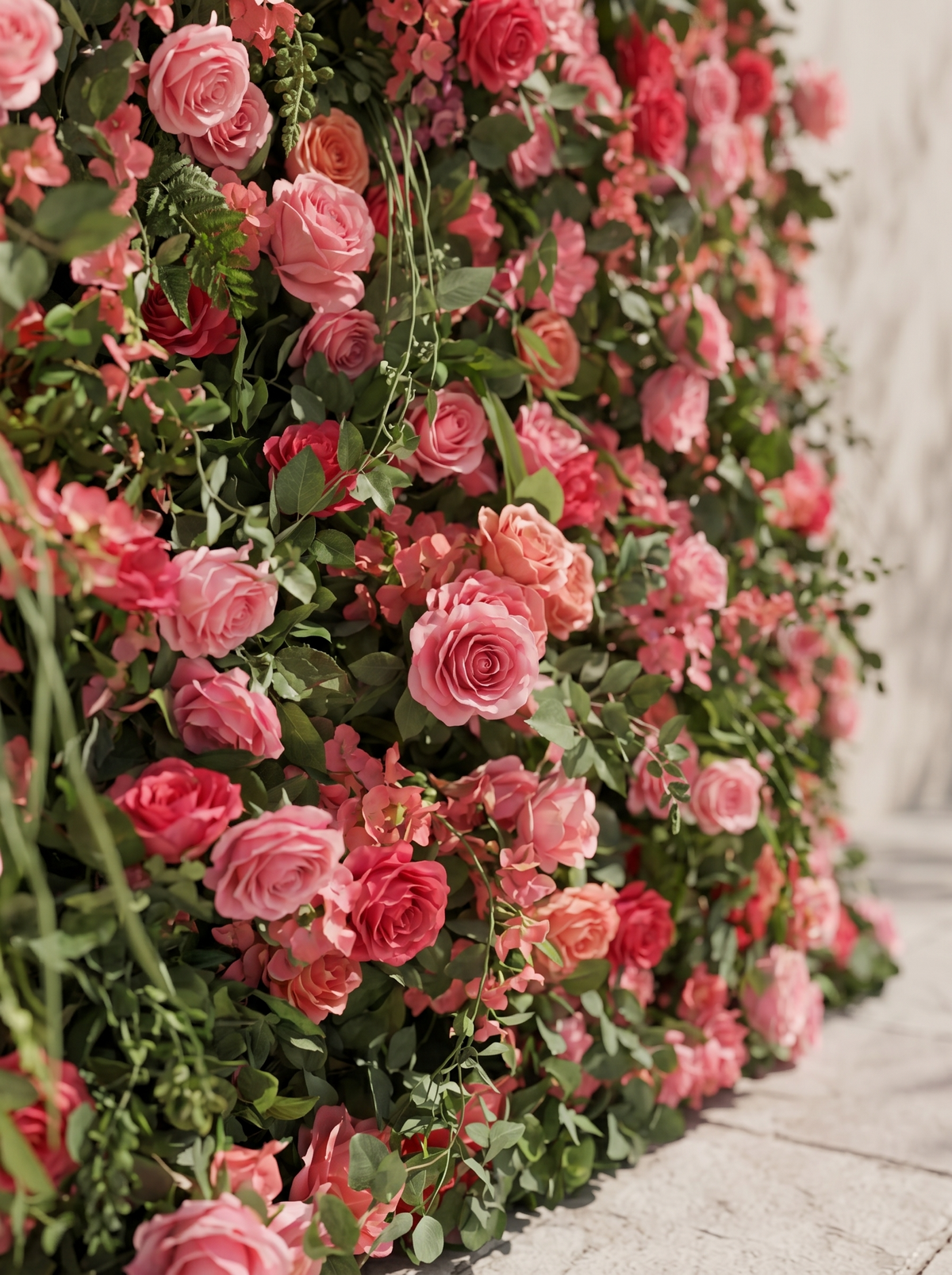 Karelnella: 5D Fabric Artificial rolling up curtain flower wall — floral detail