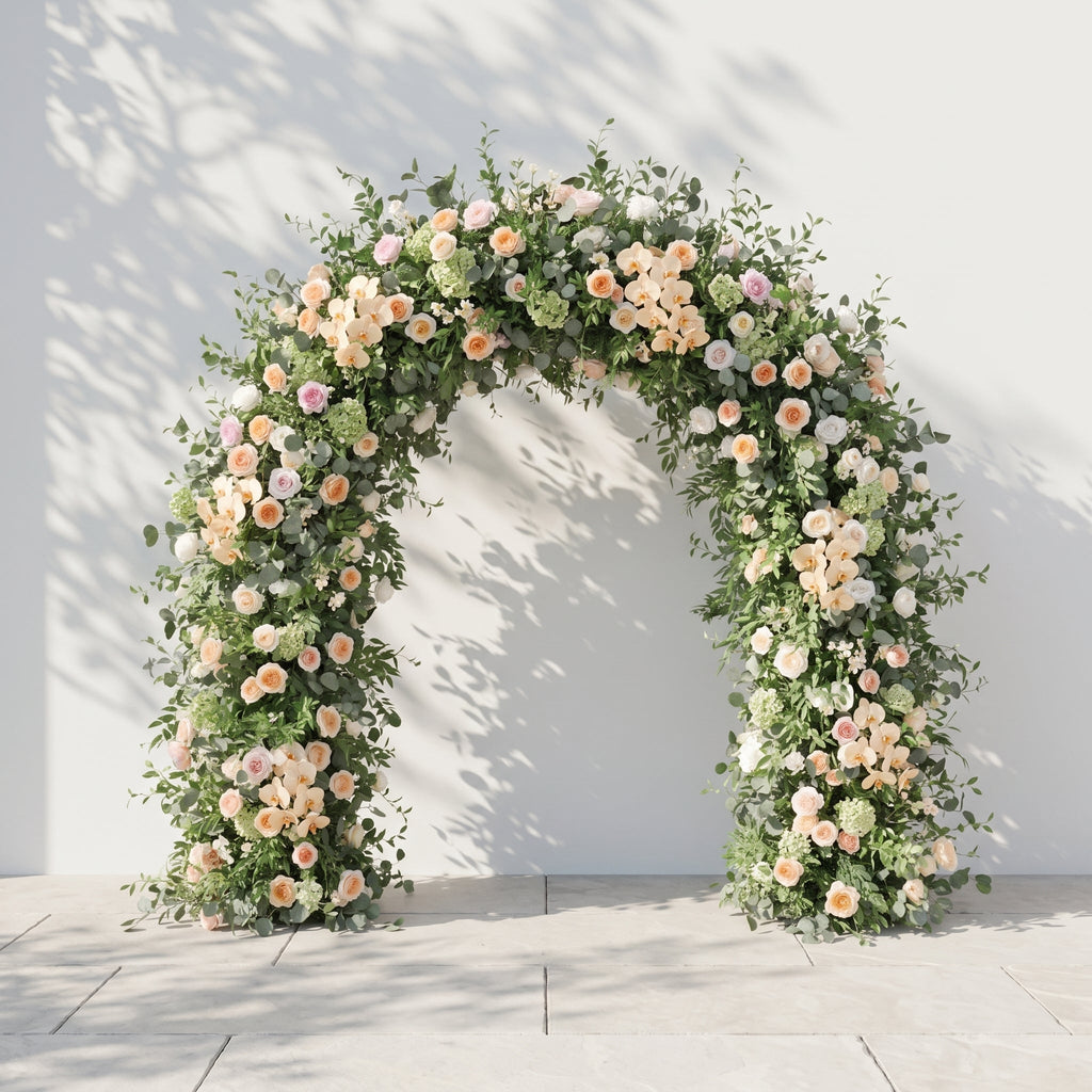 Keirmira Floral Arch: 2026 New Luxury Floral Arch with White and Champagne Roses Floral Arch for Weddings & Events & Events Decor Incuding Frame | Ceremony & Event Decor