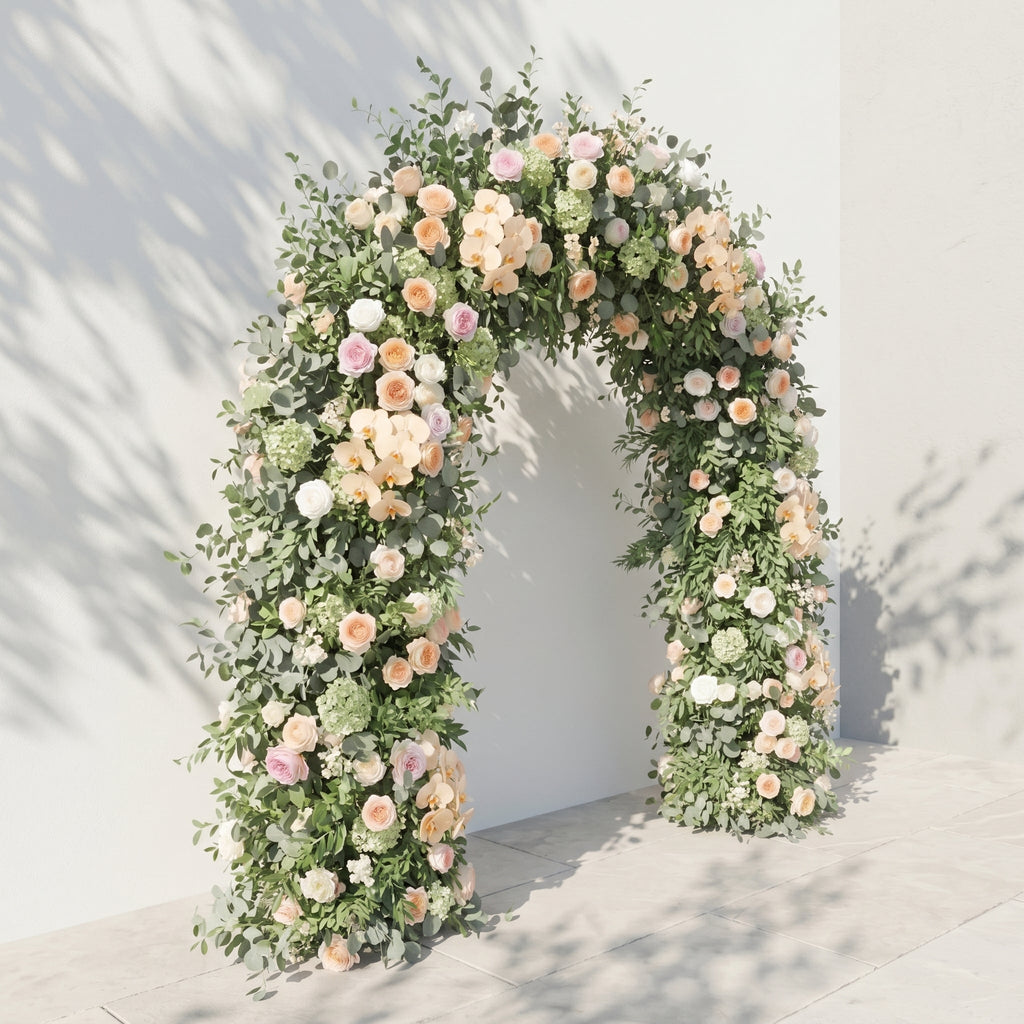 Keirmira Floral Arch: 2026 New Luxury Floral Arch with White and Champagne Roses Floral Arch for Weddings & Events & Events Decor Incuding Frame | Ceremony & Event Decor