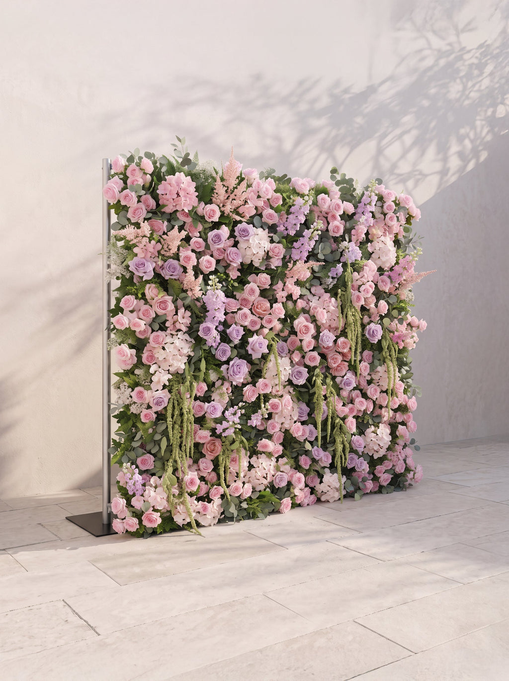Larara: 5D Fabric Artificial rolling up curtain flower wall — left view