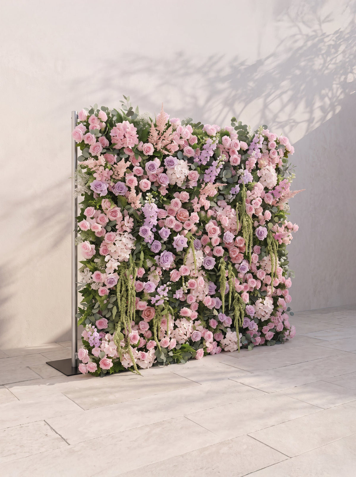 Larara: 5D Fabric Artificial rolling up curtain flower wall — left view