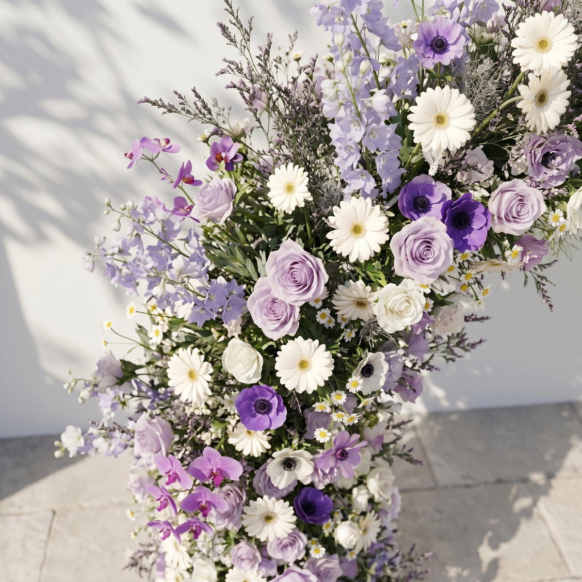 Lumvale floral arch: New Luxury Purple Floral Arch with Purple Roses and White Daisy Floral Arch for Weddings & Events & Events Decor Incuding Frame | Event Floral Decor