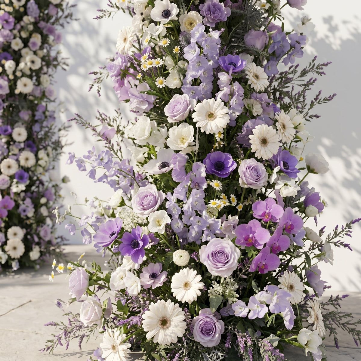 Lumvale floral arch: New Luxury Purple Floral Arch with Purple Roses and White Daisy Floral Arch for Weddings & Events & Events Decor Incuding Frame | Event Floral Decor