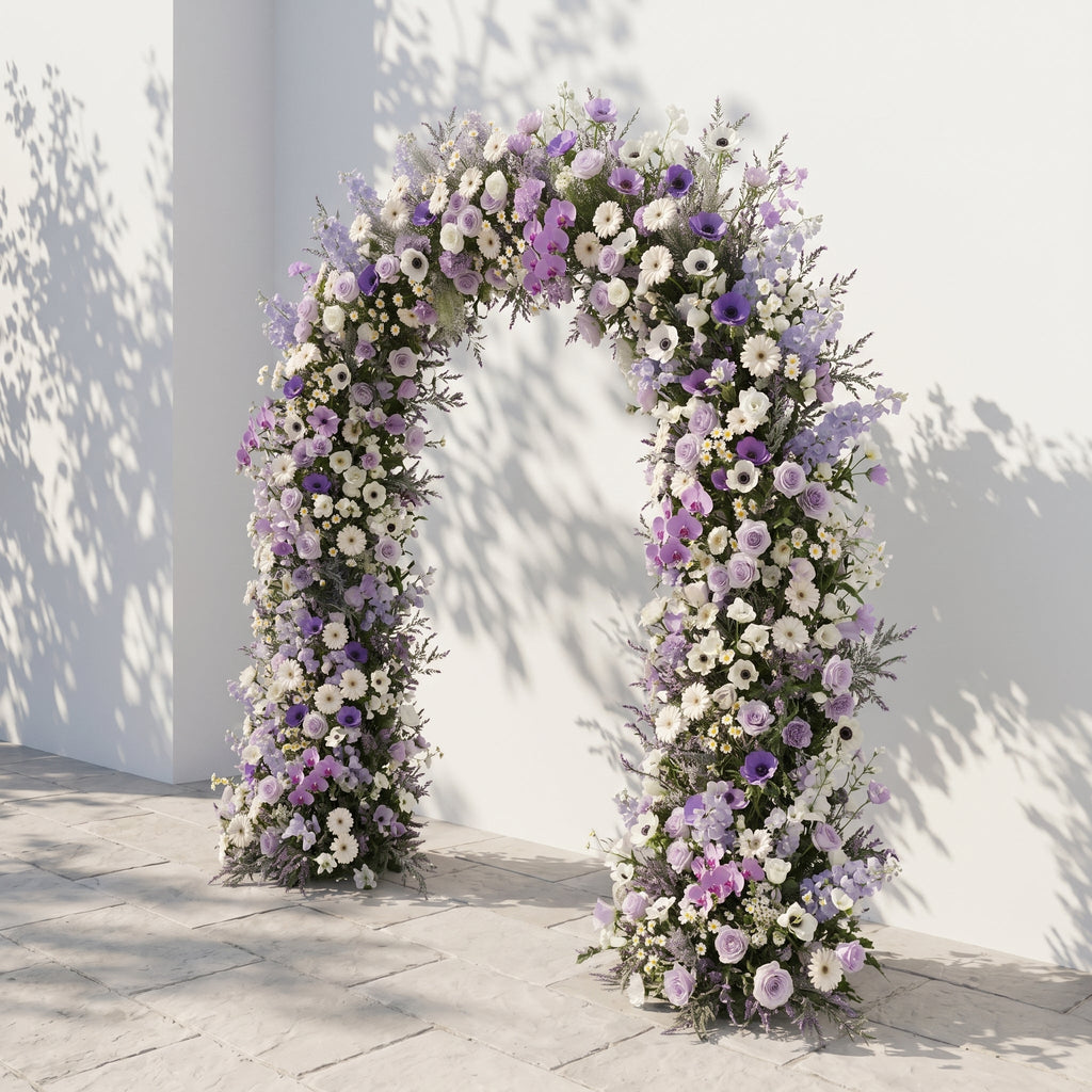 Lumvale floral arch: New Luxury Purple Floral Arch with Purple Roses and White Daisy Floral Arch for Weddings & Events & Events Decor Incuding Frame | Event Floral Decor