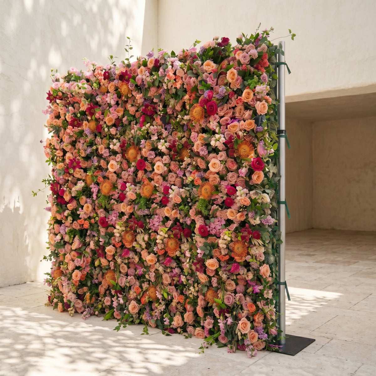 Lumvale:5D Boho Autumn Mixed Warm Tone Silk Rose Flower Wall Roll-Up Fabric Backdrop for Romantic Weddings & Proposals Free Shipping