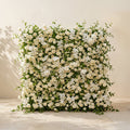 Maelette:Classic and Luxury 5D White Roses Flower Wall with Greenery for Weddings&Event Decor maelette front