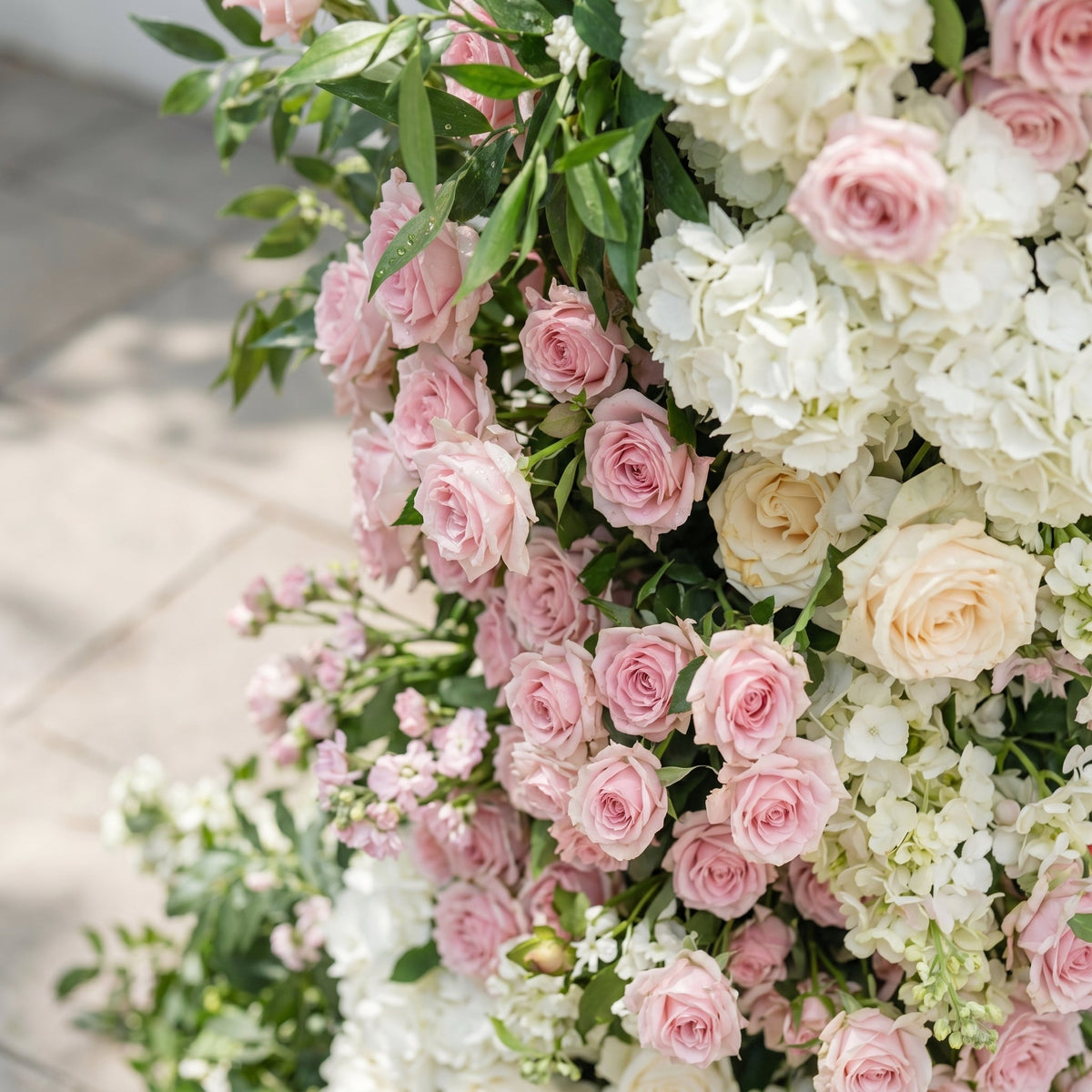 Marellina Floral Arch: Dusty Pink Roses Floral Arch with White Hydrangea for Luxury and Natural Garden Weddings & Events Decor Incuding Frame | Wedding Floral Decor