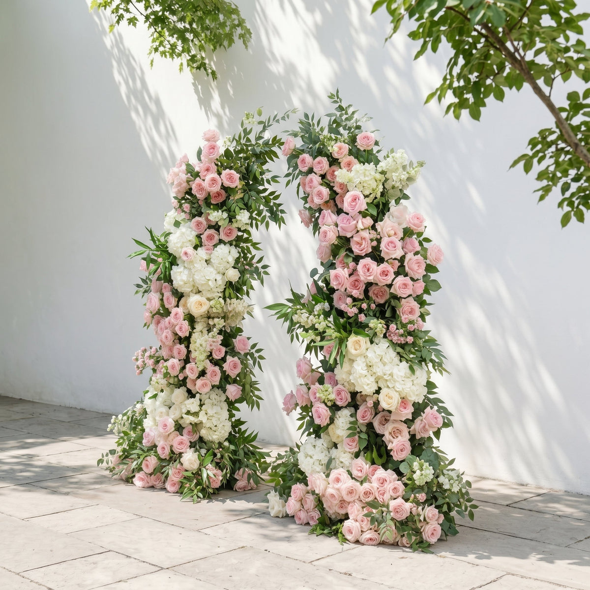 Marellina Floral Arch: Dusty Pink Roses Floral Arch with White Hydrangea for Luxury and Natural Garden Weddings & Events Decor Incuding Frame | Wedding Floral Decor