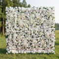 Marina: 5D Ivory & Light Blush Silk Rose Flower Wall Roll-Up Fabric Backdrop for Elegant Wedding & Bridal Shower Party Free Shipping