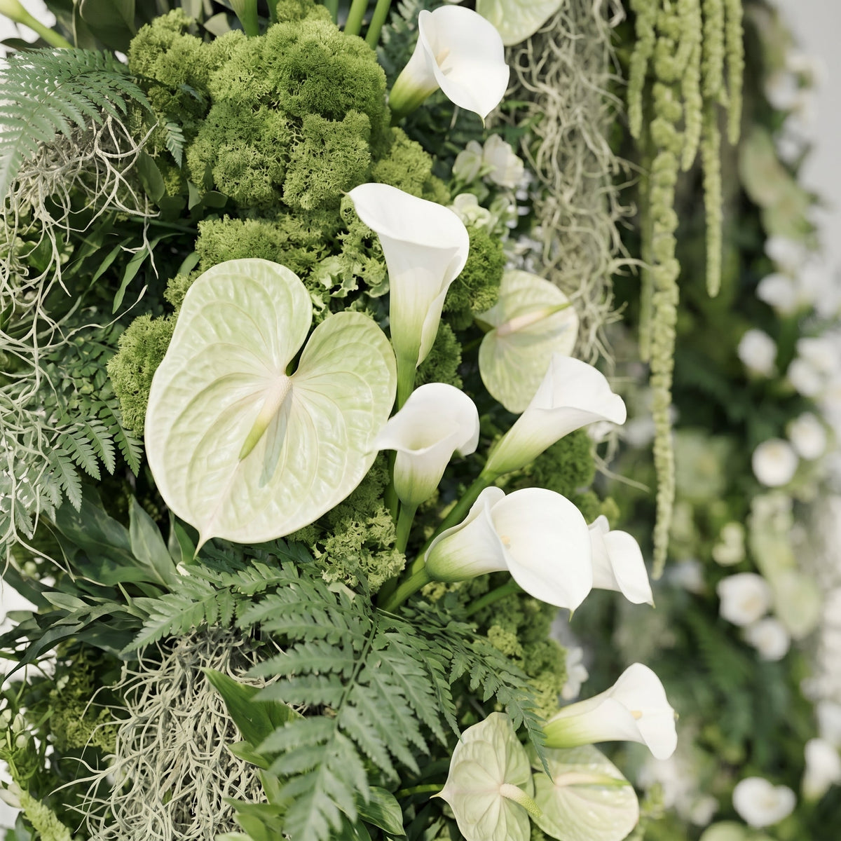 Mavenena floral arch: Classic Sage Green Floral Arch with White Calla Lily Floral Arch for Weddings & Events & Events Decor Incuding Frame | Event Floral Decor
