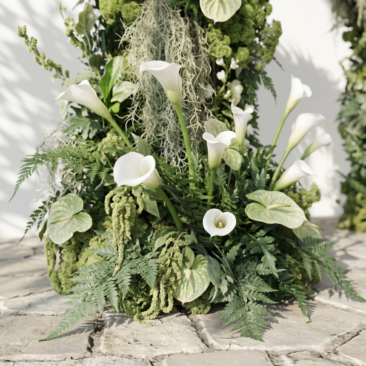 Mavenena floral arch: Classic Sage Green Floral Arch with White Calla Lily Floral Arch for Weddings & Events & Events Decor Incuding Frame | Event Floral Decor