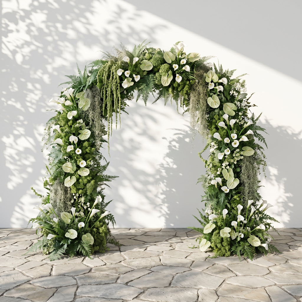 Mavenena floral arch: Classic Sage Green Floral Arch with White Calla Lily Floral Arch for Weddings & Events & Events Decor Incuding Frame | Event Floral Decor