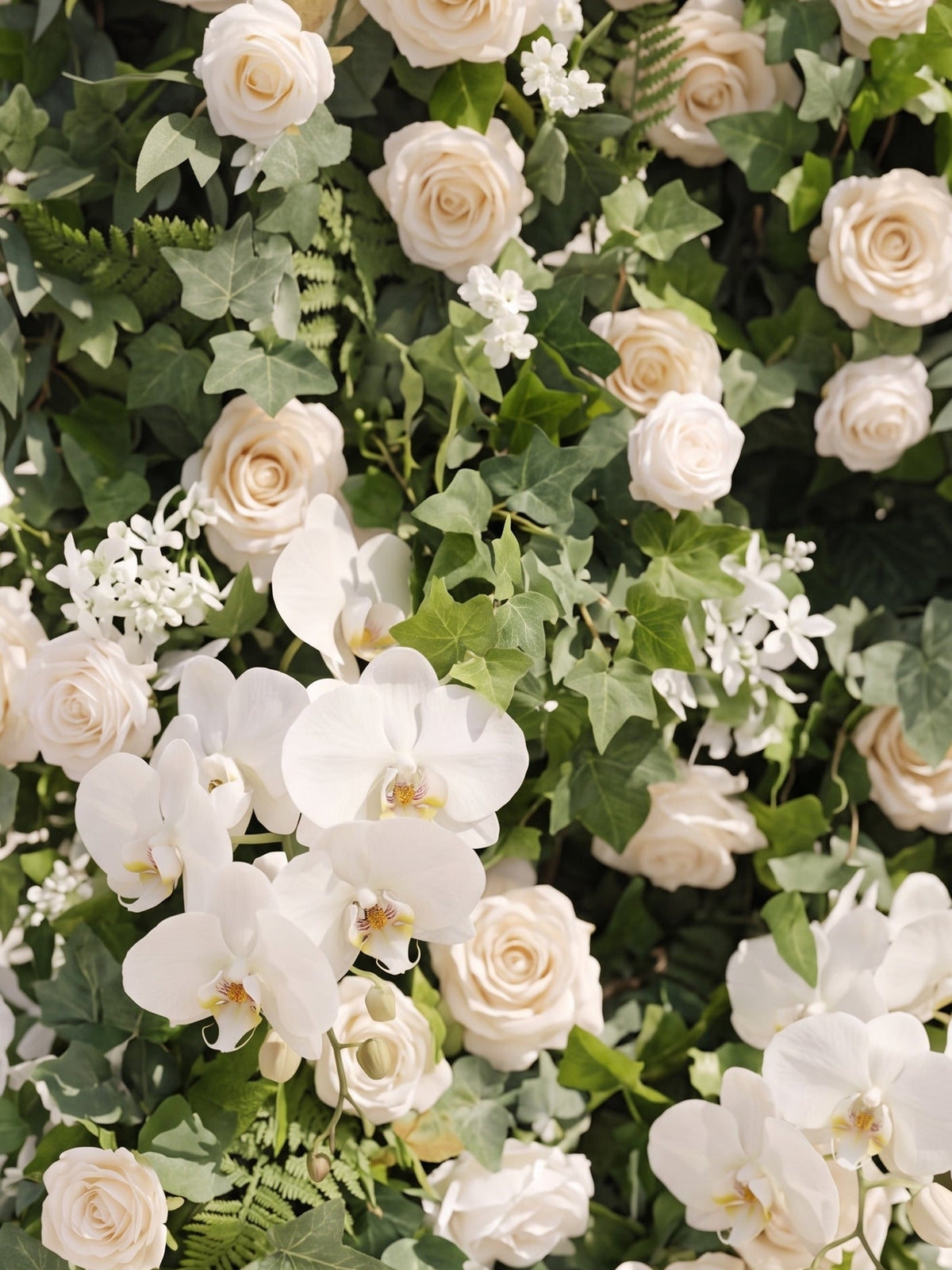 Melmora: 5D Fabric Artificial rolling up curtain flower wall — floral detail