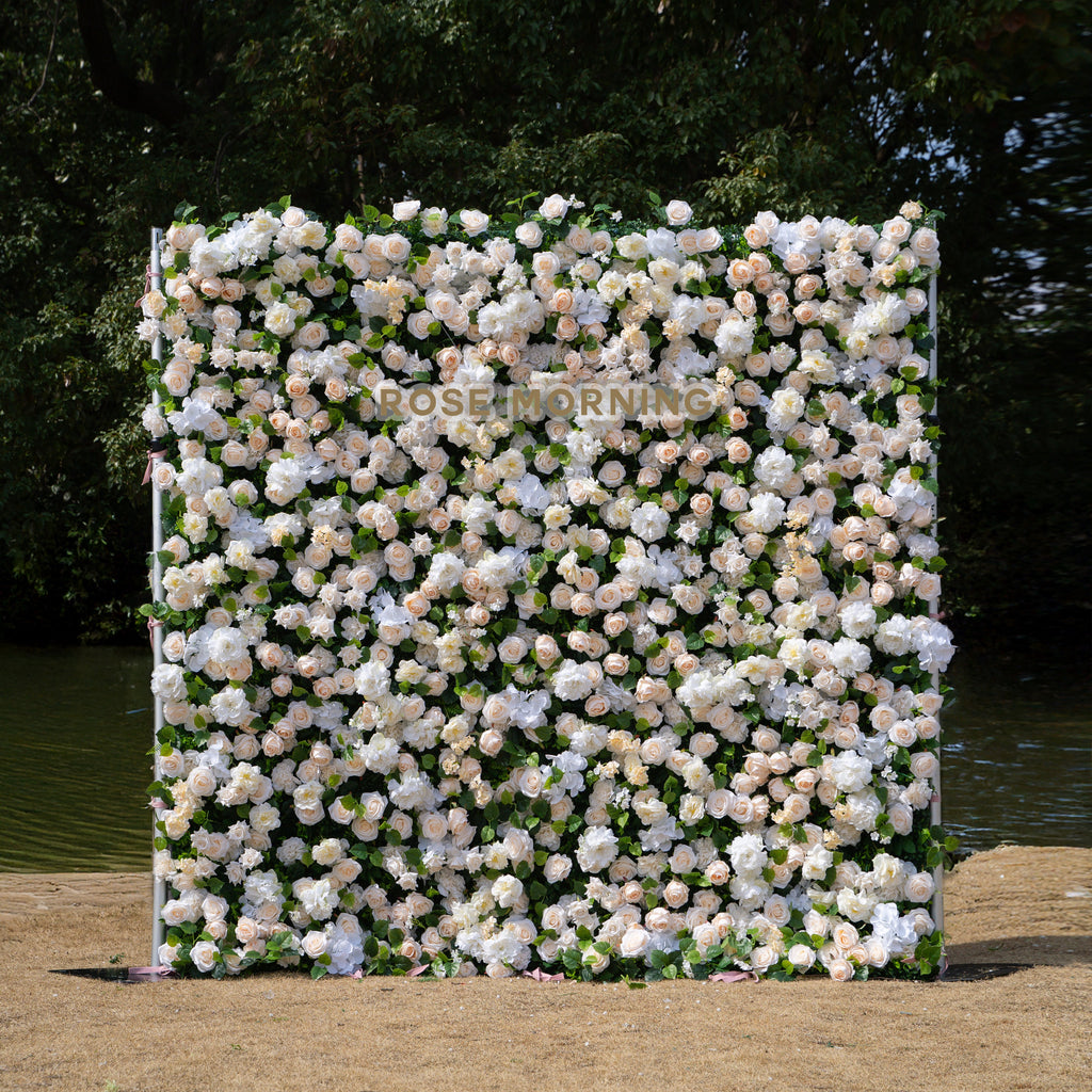 Mia：3D Fabric Artificial rolling up curtain flower wall Free Shipping