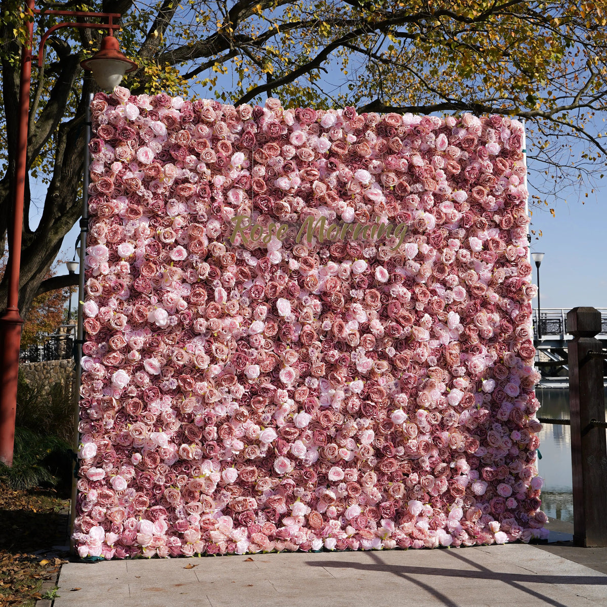 Monet：5D Fabric Artificial rolling up curtain flower wall Free Shipping
