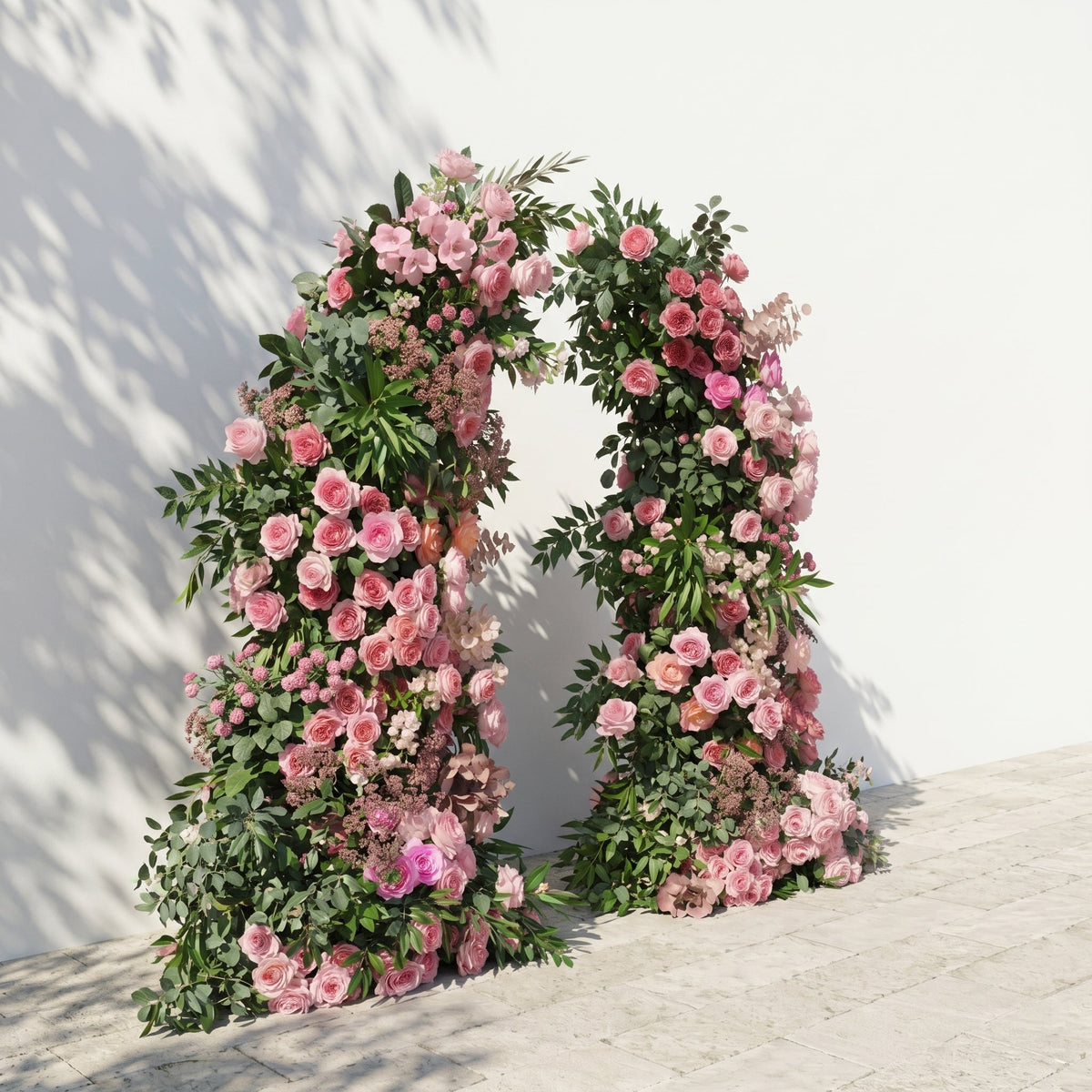 Morbelle Horn Arch: Blush Pink Roses Floral Arch with Greenery for Luxury and Natural Garden Weddings & Events Decor Incuding Frame | Event Floral Decor