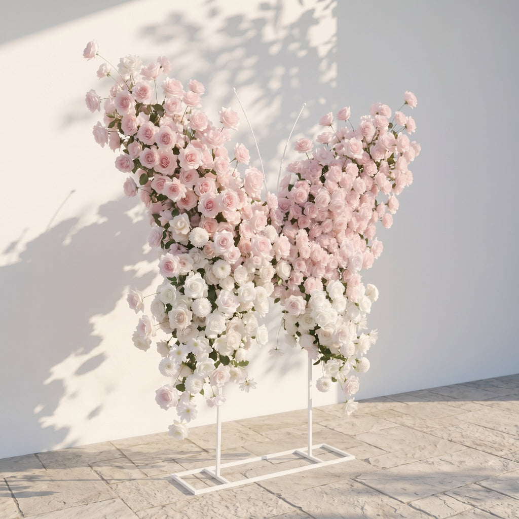 Morviane: Exquisite Pink Butterfly-Shaped Flower Wall for Luxury Events & Parties Backdrop | Wedding & Celebration Collection | Free Shipping