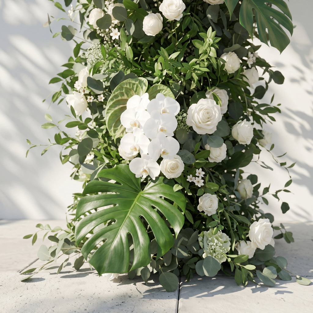 Norenina Round Arch: New Luxury Classic White & Green Floral Arch for Weddings & Events & Events Decor Incuding Frame | Event Floral Decor