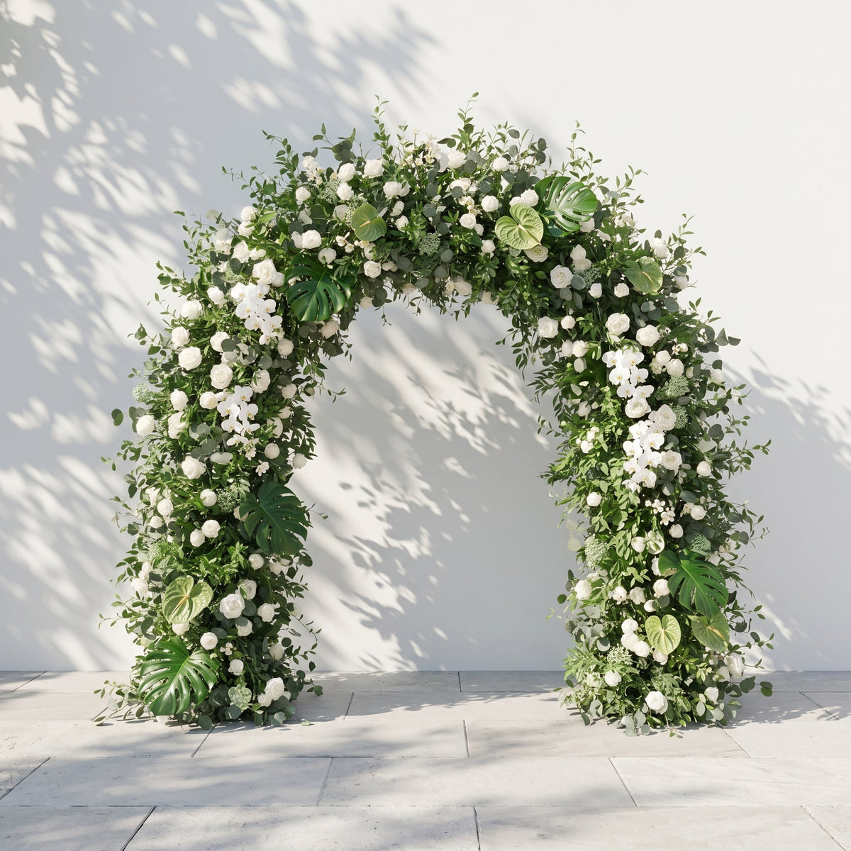 Norenina Round Arch: New Luxury Classic White & Green Floral Arch for Weddings & Events & Events Decor Incuding Frame | Event Floral Decor