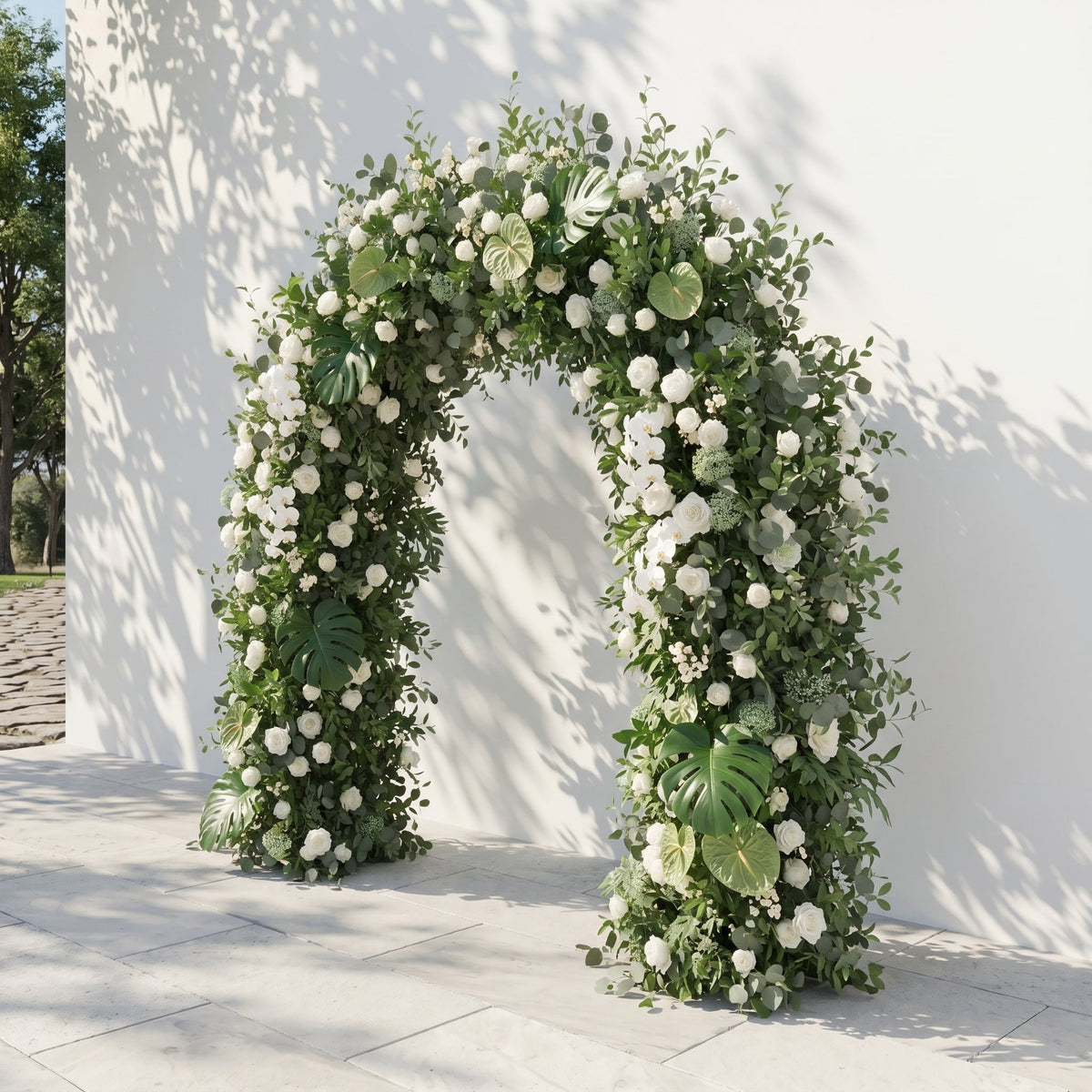 Norenina Round Arch: New Luxury Classic White & Green Floral Arch for Weddings & Events & Events Decor Incuding Frame | Event Floral Decor