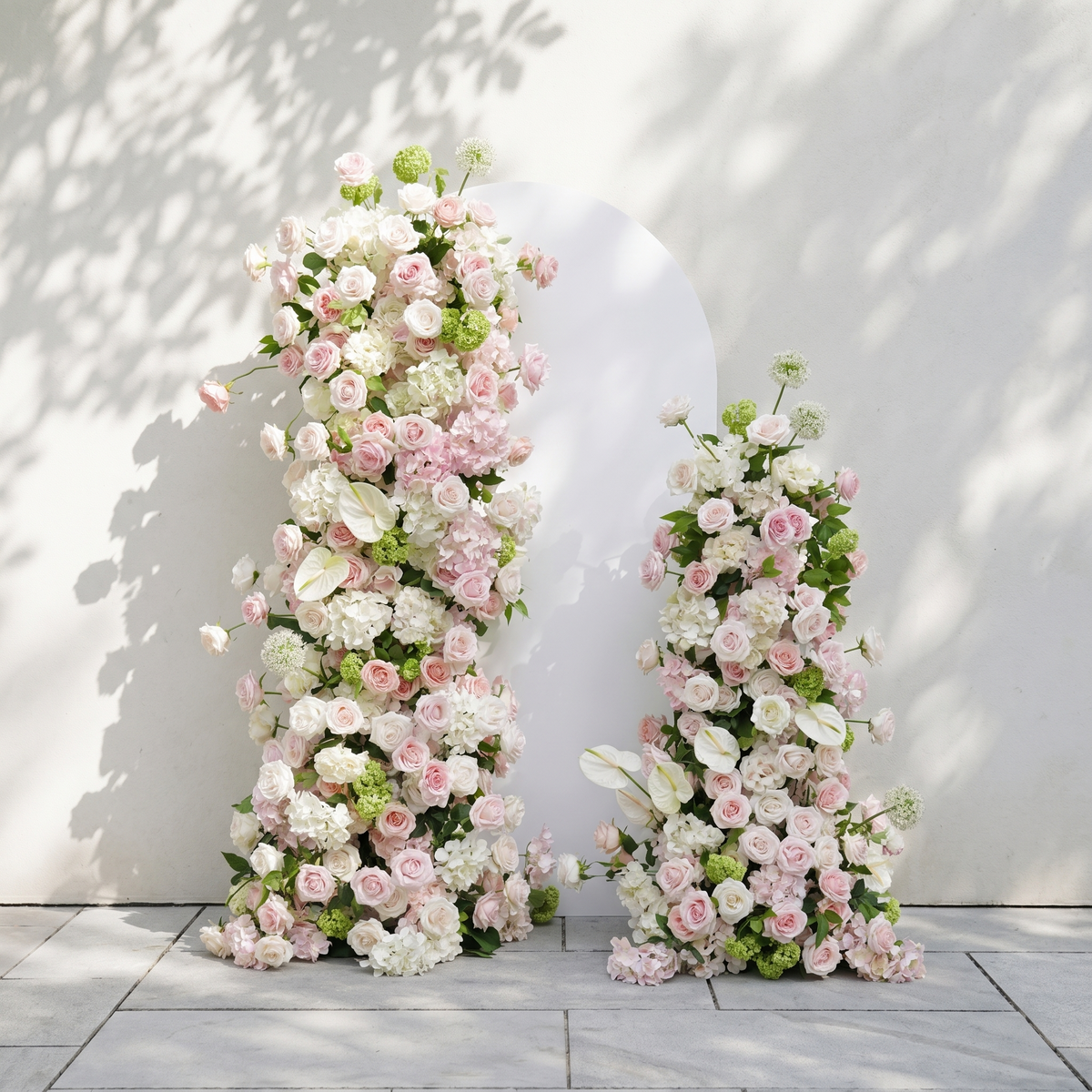 Pink White Rose Calla Lily Wedding Background Arch KT Backdrop (Excludes Frame)+Rosado Flower Runner | Event Floral Decor
