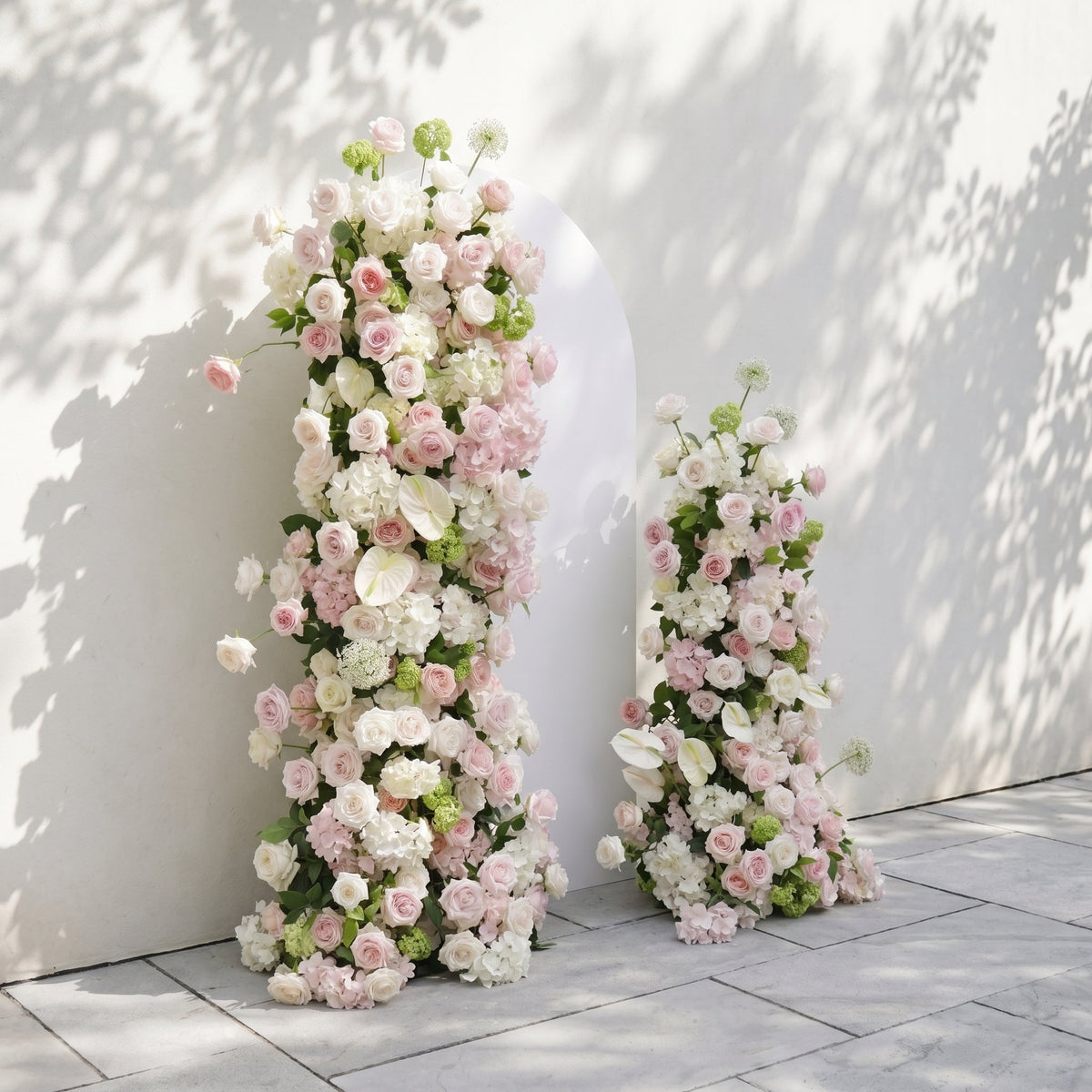 Pink White Rose Calla Lily Wedding Background Arch KT Backdrop (Excludes Frame)+Rosado Flower Runner | Event Floral Decor