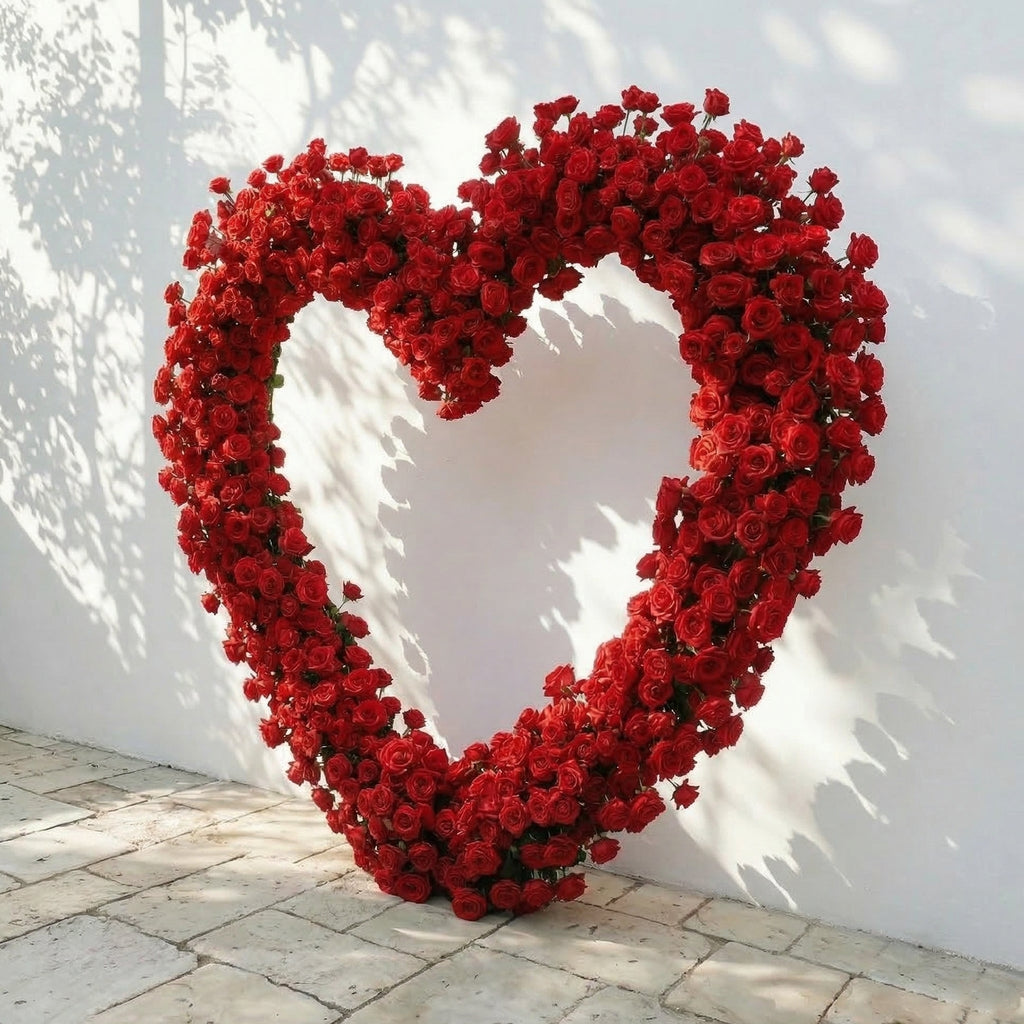 Nymera: Luxury Red Rose Heart Arch Decor for Proposal and Valentine's Day Events | Ceremony & Event Decor