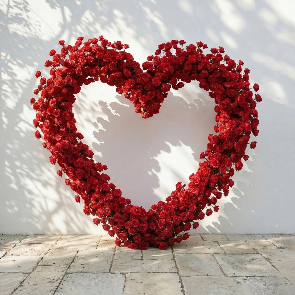 Nymera: Luxury Red Rose Heart Arch Decor for Proposal and Valentine's Day Events | Ceremony & Event Decor
