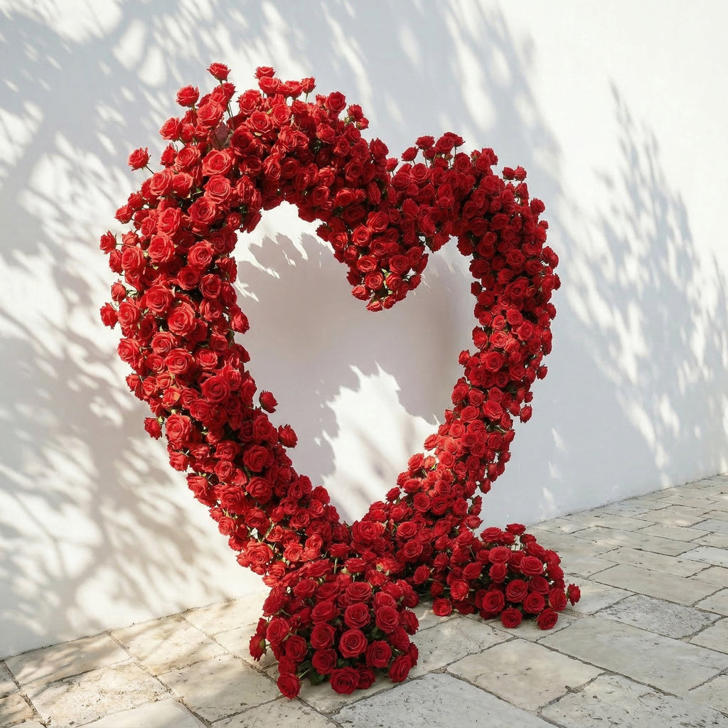 Nymera: Luxury Red Rose Heart Arch Decor for Proposal and Valentine's Day Events | Ceremony & Event Decor