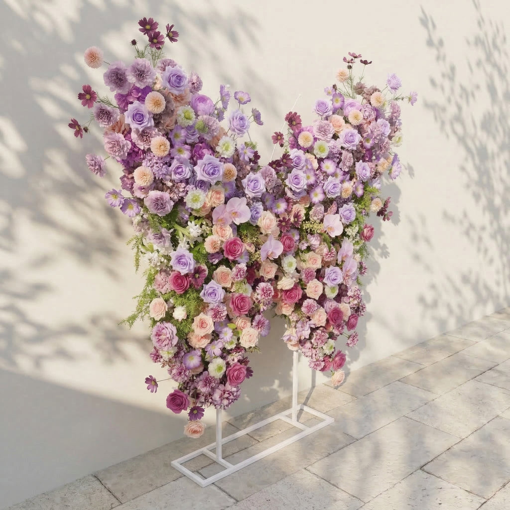 Nyvra: Dreamy Lavender & Purple Butterfly-Shaped Artificial Floral Wall for Garden Wedding & Event | Wedding & Celebration Collection | Free Shipping