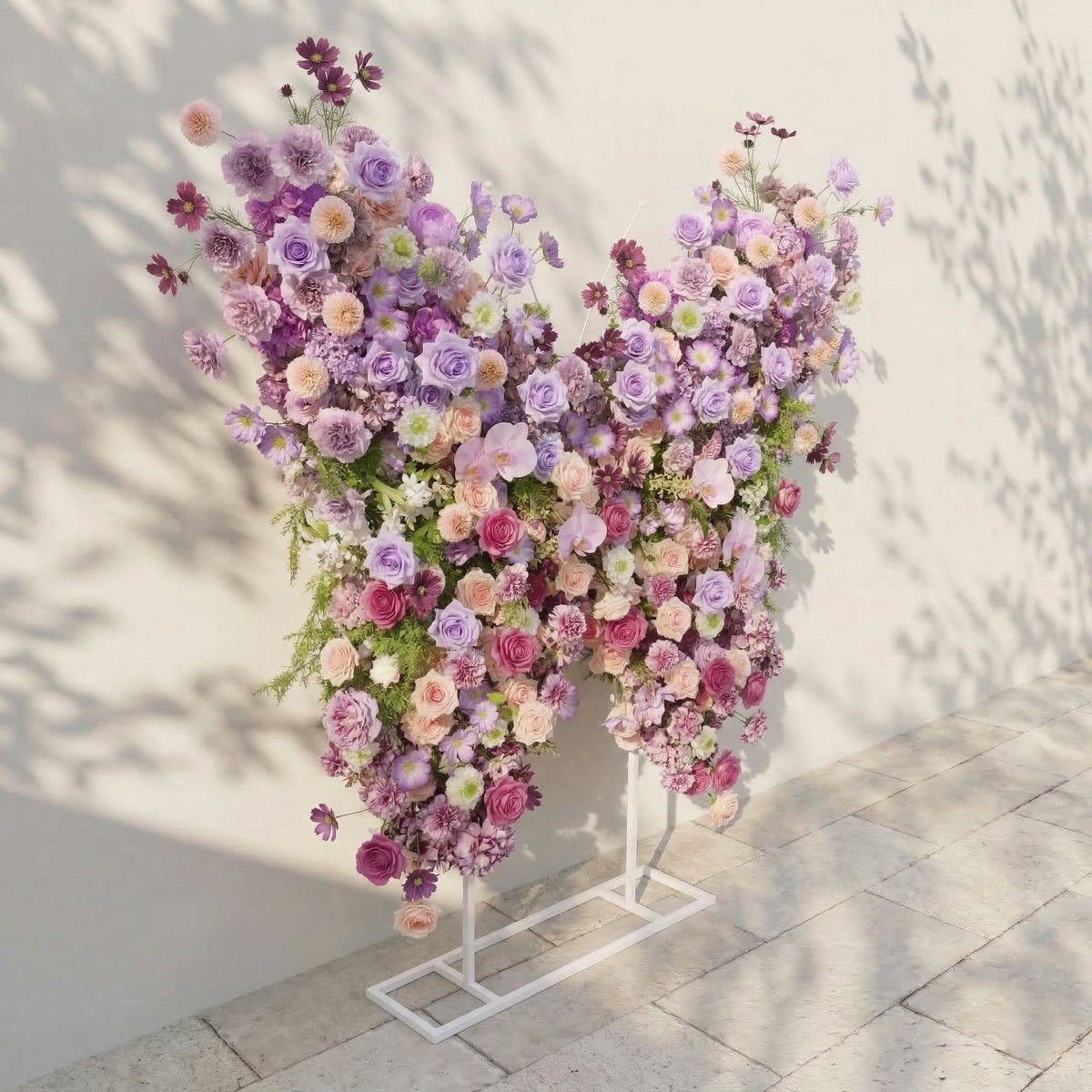 Nyvra: Dreamy Lavender & Purple Butterfly-Shaped Artificial Floral Wall for Garden Wedding & Event | Wedding & Celebration Collection | Free Shipping
