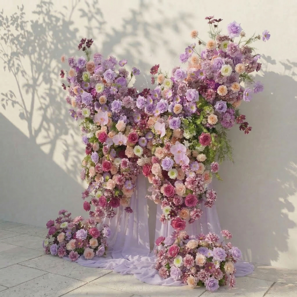 Nyvra: Dreamy Lavender & Purple Butterfly-Shaped Artificial Floral Wall for Garden Wedding & Event | Wedding & Celebration Collection | Free Shipping