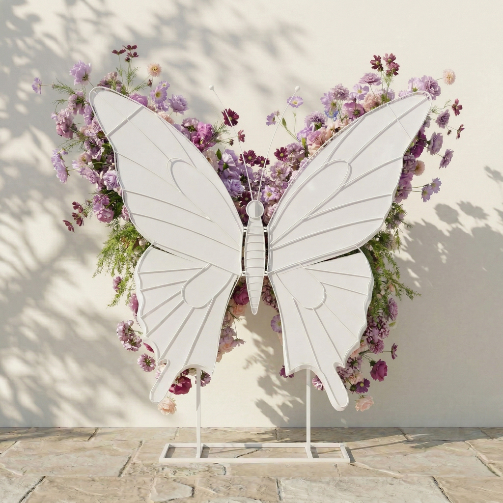Nyvra: Dreamy Lavender & Purple Butterfly-Shaped Artificial Floral Wall for Garden Wedding & Event | Wedding & Celebration Collection | Free Shipping