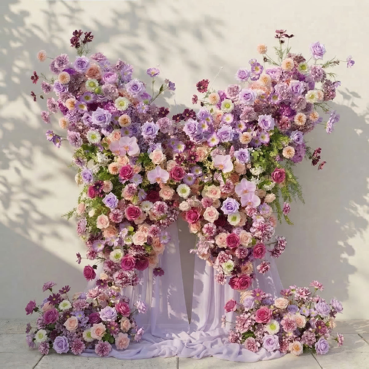 Nyvra: Dreamy Lavender & Purple Butterfly-Shaped Artificial Floral Wall for Garden Wedding & Event | Wedding & Celebration Collection | Free Shipping