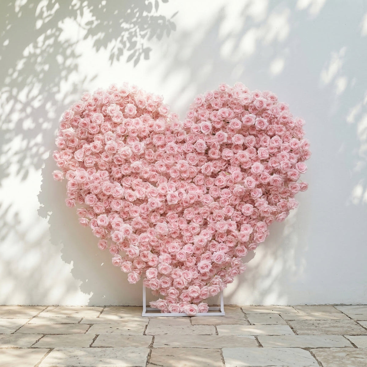Orelune: 3D Ethereal Blush Pink Heart-Shaped Artificial Floral Backdrop for Romantic Wedding & Proposal Free Shipping