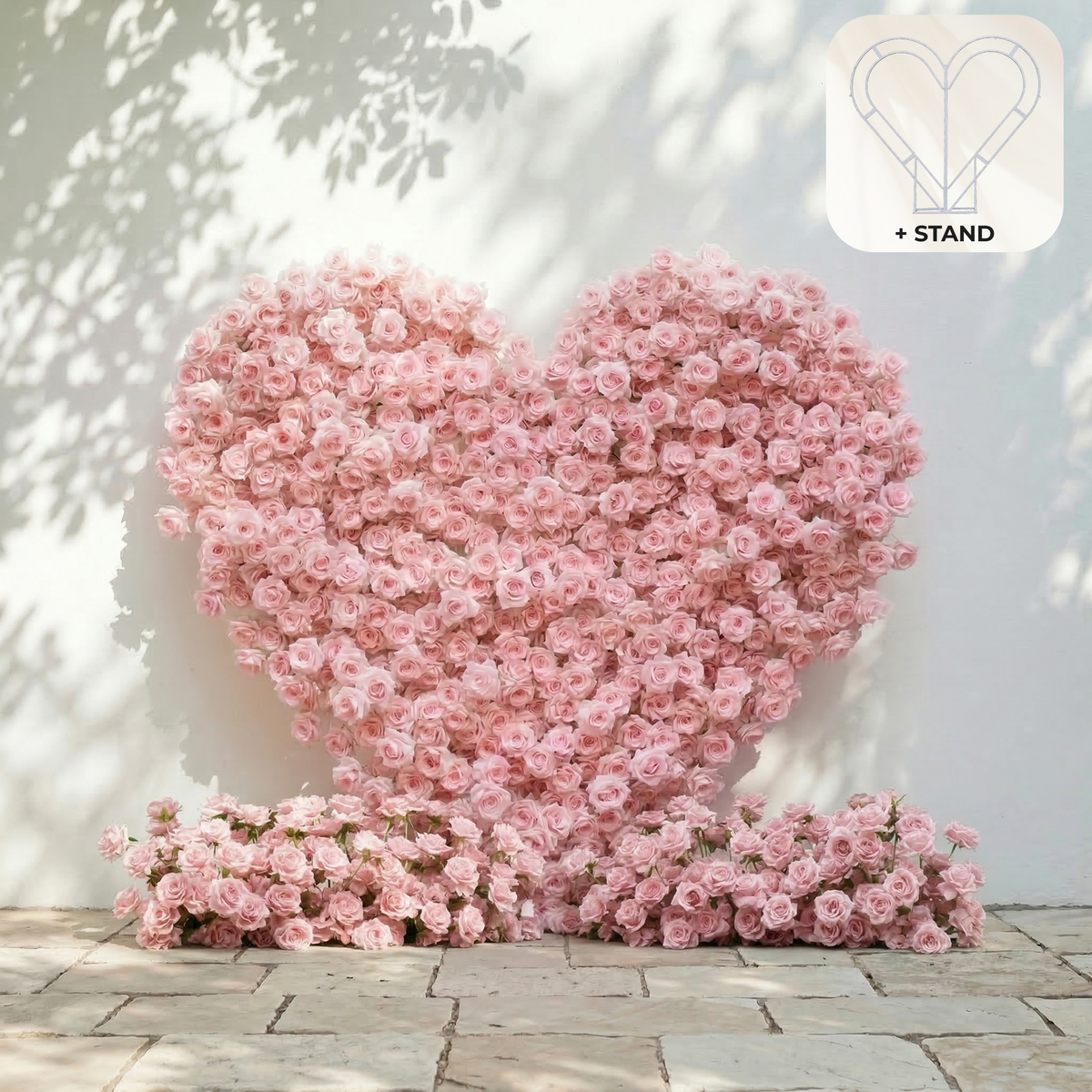 Orelune: 3D Ethereal Blush Pink Heart-Shaped Artificial Floral Backdrop for Romantic Wedding & Proposal Free Shipping