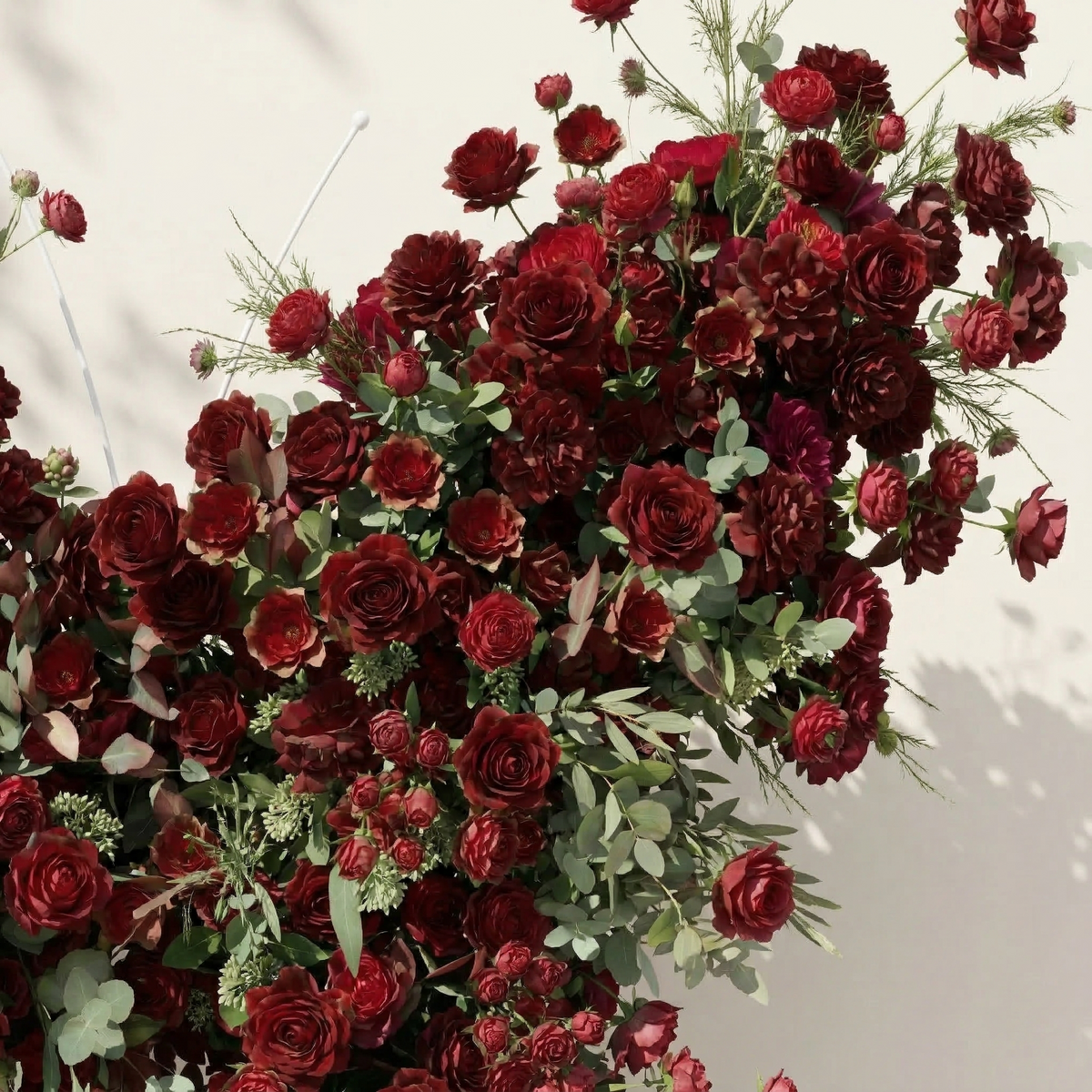 Orlisse: Vintage Burgundy Butterfly-Shaped Artificial Floral Wall for Luxury Wedding Decor | Wedding & Celebration Collection | Free Shipping