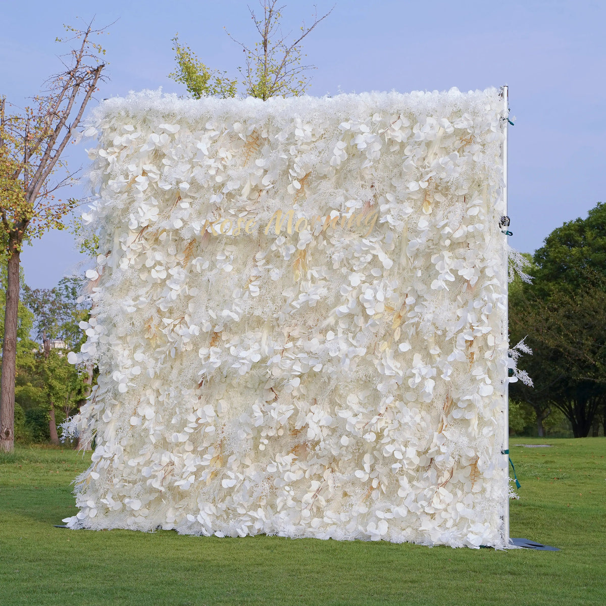 Pampas：5D Grey Pampas Grass Fabric Artificial rolling up curtain flower wall Free Shipping